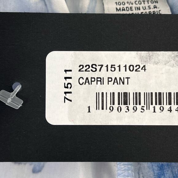 Bryn Walker Fiori Floral Print Slim Straight Leg Capri Pants Size XS Blue White - Picture 6 of 6